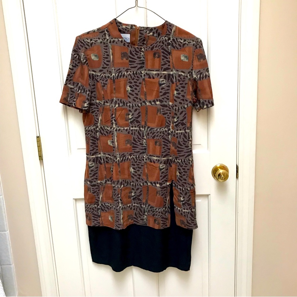 Ladies Earth Tone Print Dress, Size 10